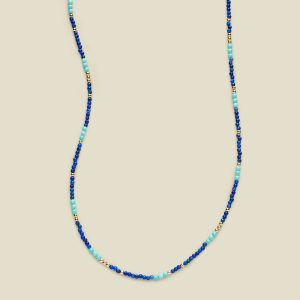 Turquoise and Lapis Beaded Choker Necklace