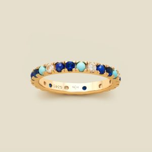 Turquoise and Lapis Eternity Ring