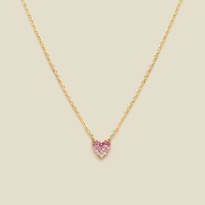 CZ Pink Pavé Heart Necklace