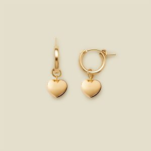 Puffy Heart Hoop Charm Earrings